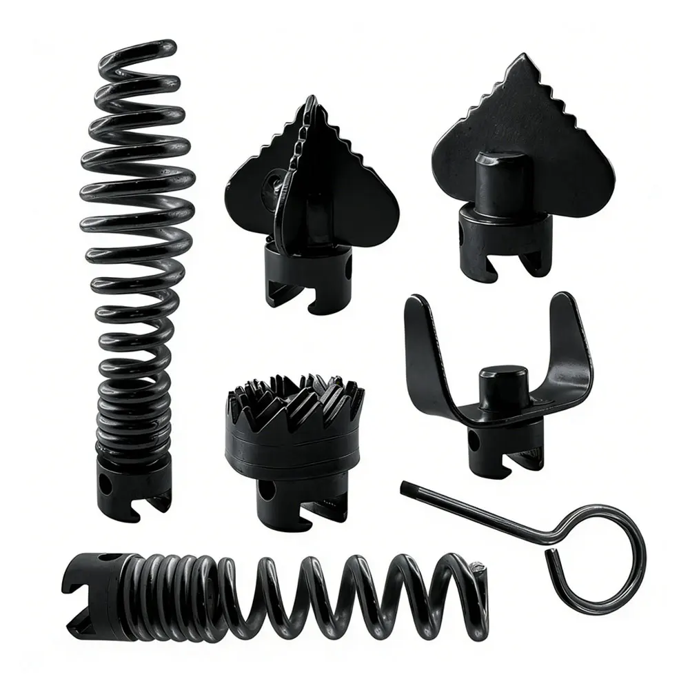 7Pcs Drain Cleaner Combination Cutter Head Set Rust-Resistant 7-in-1 Drain Snake Cutter Heads Cleaner Set For Bathrooms Clogs