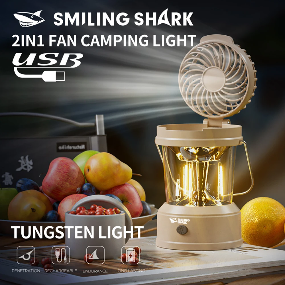 

Фонарь для кемпинга Smiling Shark LY-8262, сверхъяркий, с зарядкой Type-C и длительным временем работы, перезаряжаемый светодиодный светильник для палатки