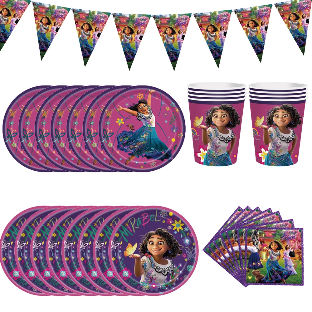 Cartoon Encanto Family Theme Birthday Decorations Party Disposable Tableware Paper Napkins Cups Plates Tablecloths Straw