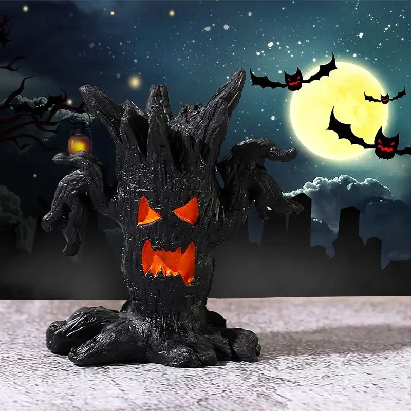 Miniature Halloween Dead Tree Display Terror Tree Demon Micro Landscape Craft Decoration Desktop Mini Scary Tree Demon Sculpture