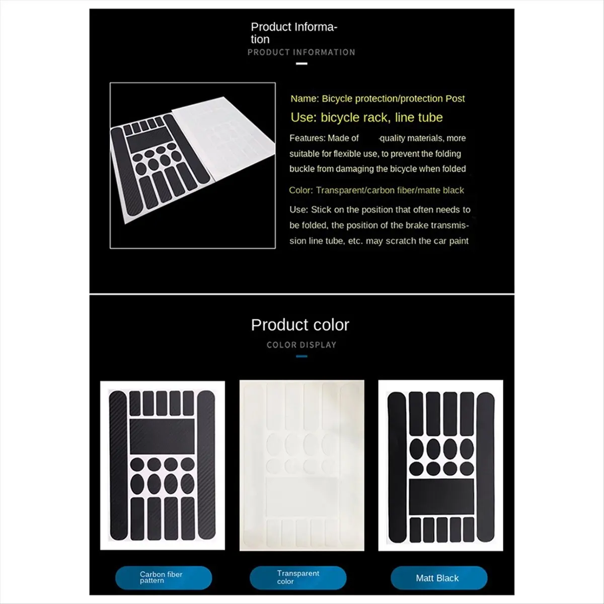 

AB31 Mountain Bike Road Bike Bicycle Anti-Scratch Chain Protector Bicycle Frame Protector Protective Car Paint Film C