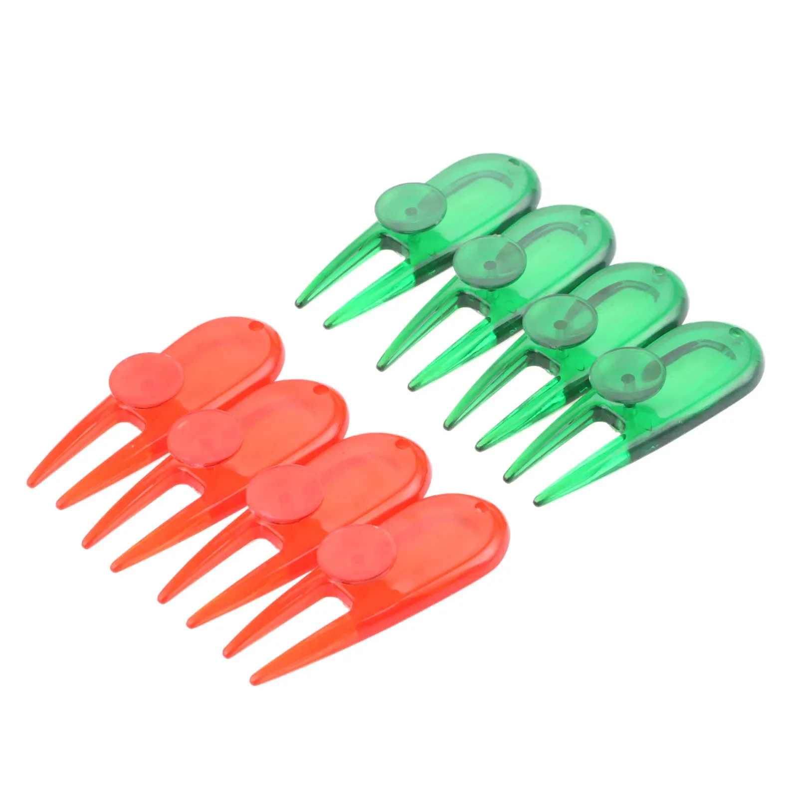 8Pcs Plastic Golf Ball Marker Divot Tool Plastic Pitch Green Golfer Repair Kit Golf Club Accessories Color Random