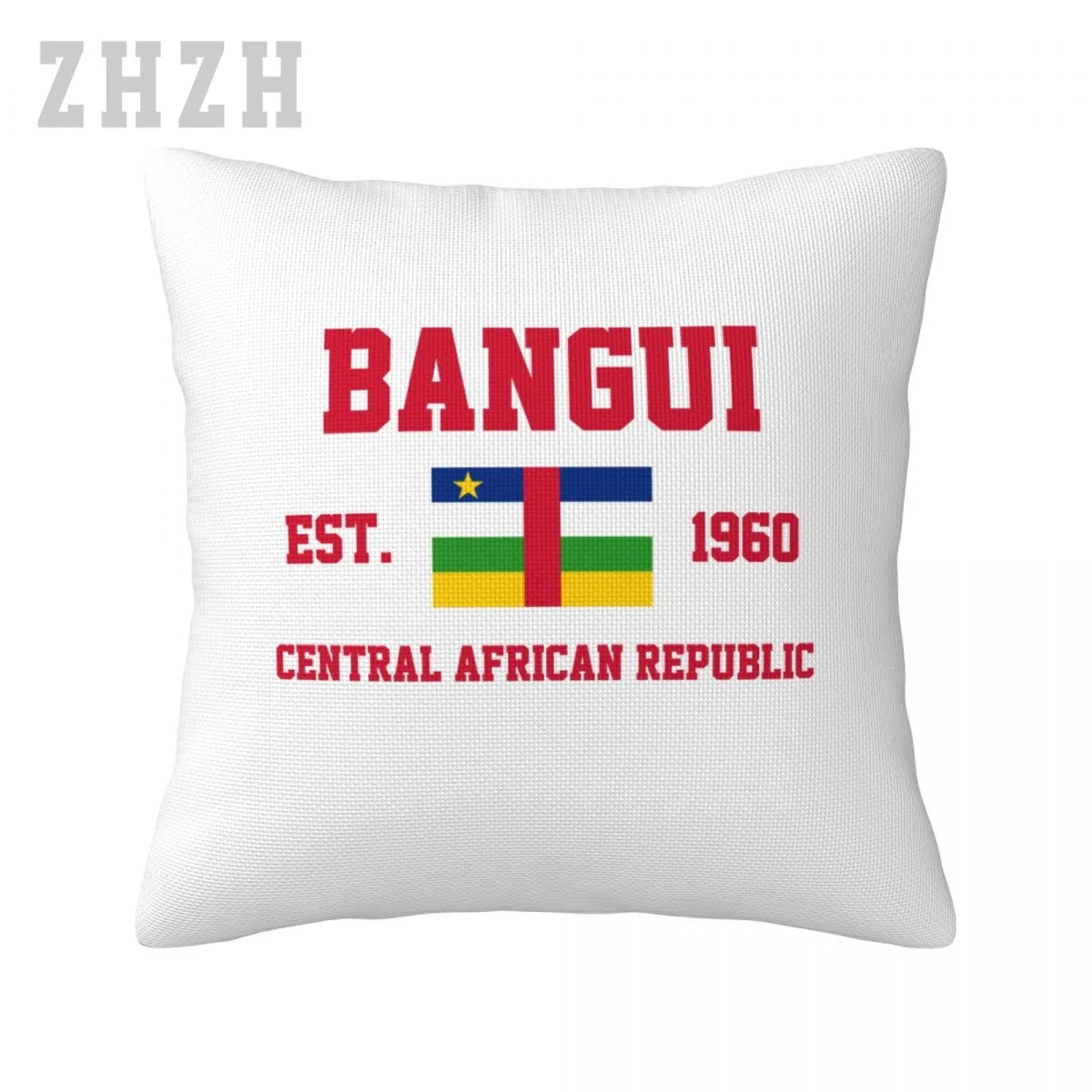 

Linen Pillowcases Central African Republic EST.1960 Bangui Capital Throw Pillow Cover Family Home Decor Sofa Car Waist Cushion