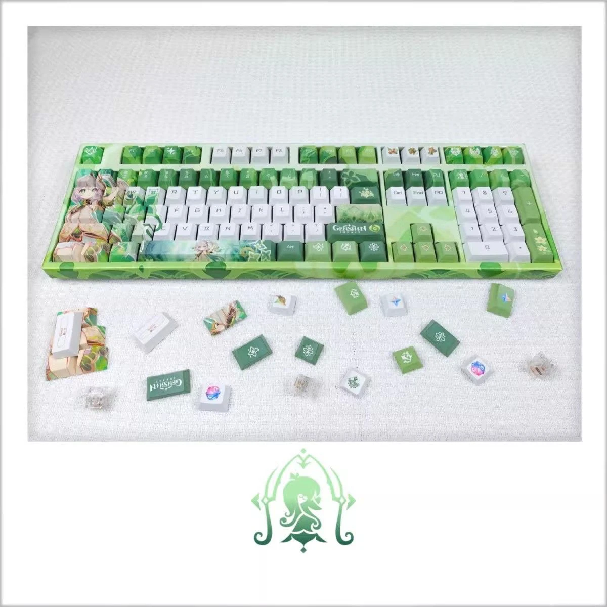 Nahida 128 PBT Keycaps Genshin Impact DYE Sublimation Key Cover Cherry Cross MX Switch Key Caps for Mechanical Keyboard Gift