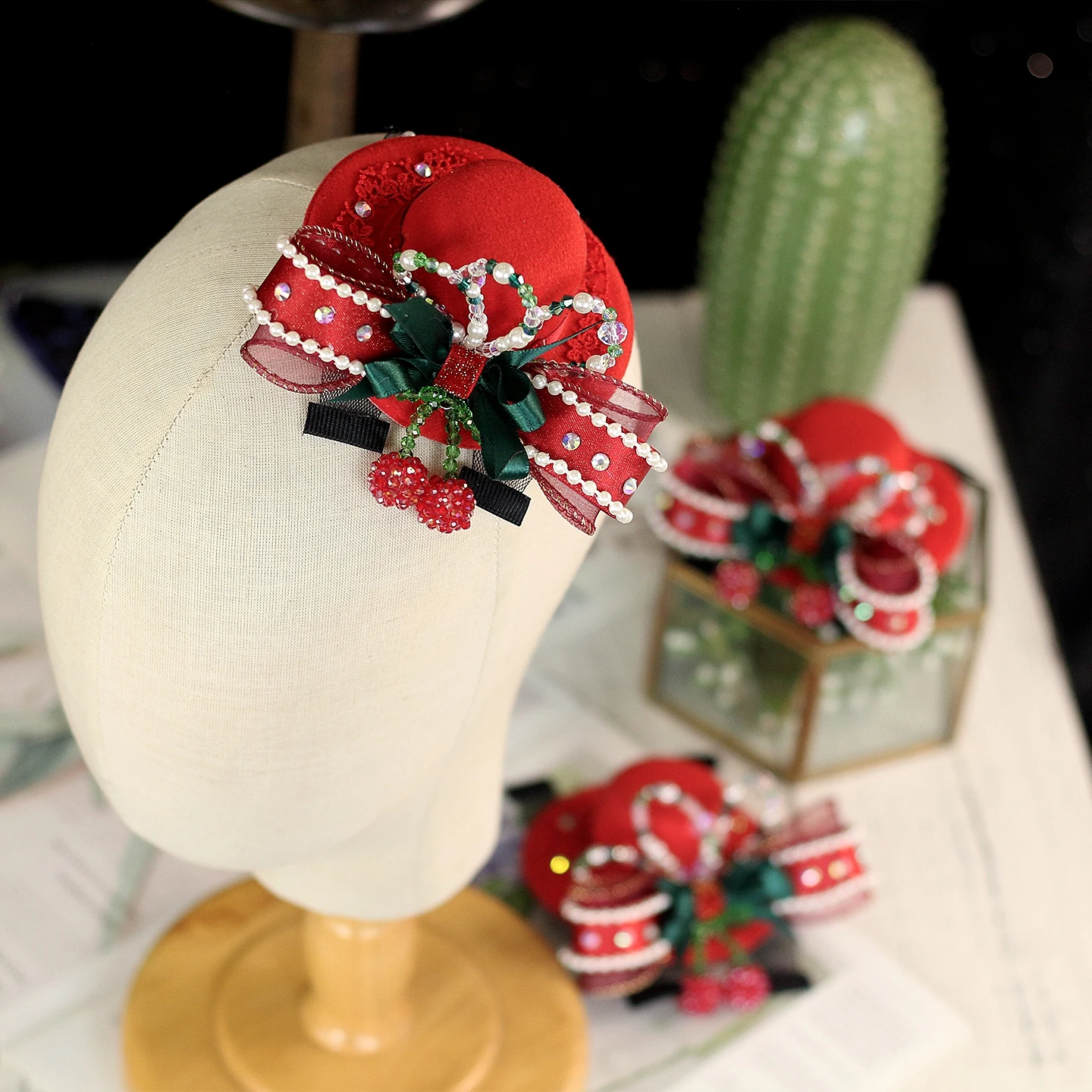 Ballet Competition Countess's Cherry Variations Hairpin Cute Top Hat Cherry Radish Shining Hairdress Female