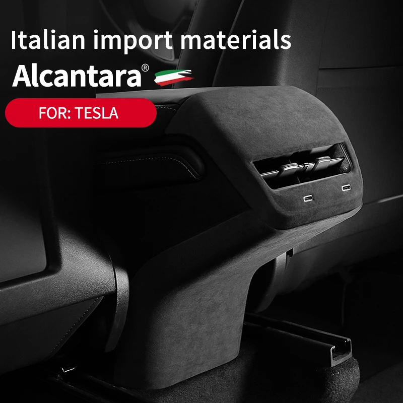Alcantara Central Armrest Air Condition Vent Cover Sheath Shell for Tesla Model 3, Model Y 2018 2019 2020 2021 2022