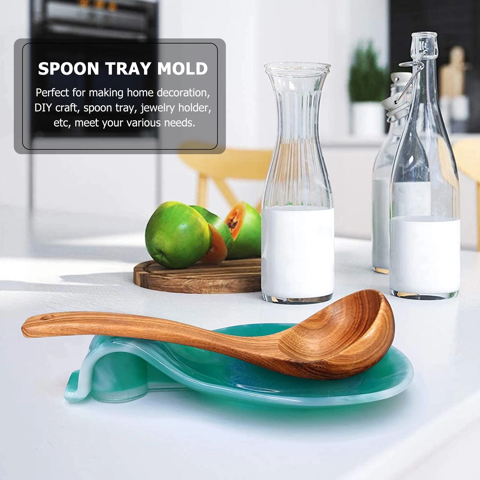 

Large Silicone Epoxy Resin Mold Spoon Holder Tray Mold Craft Flexible Non-Stick Spoon Tray Holder Mold Reusable