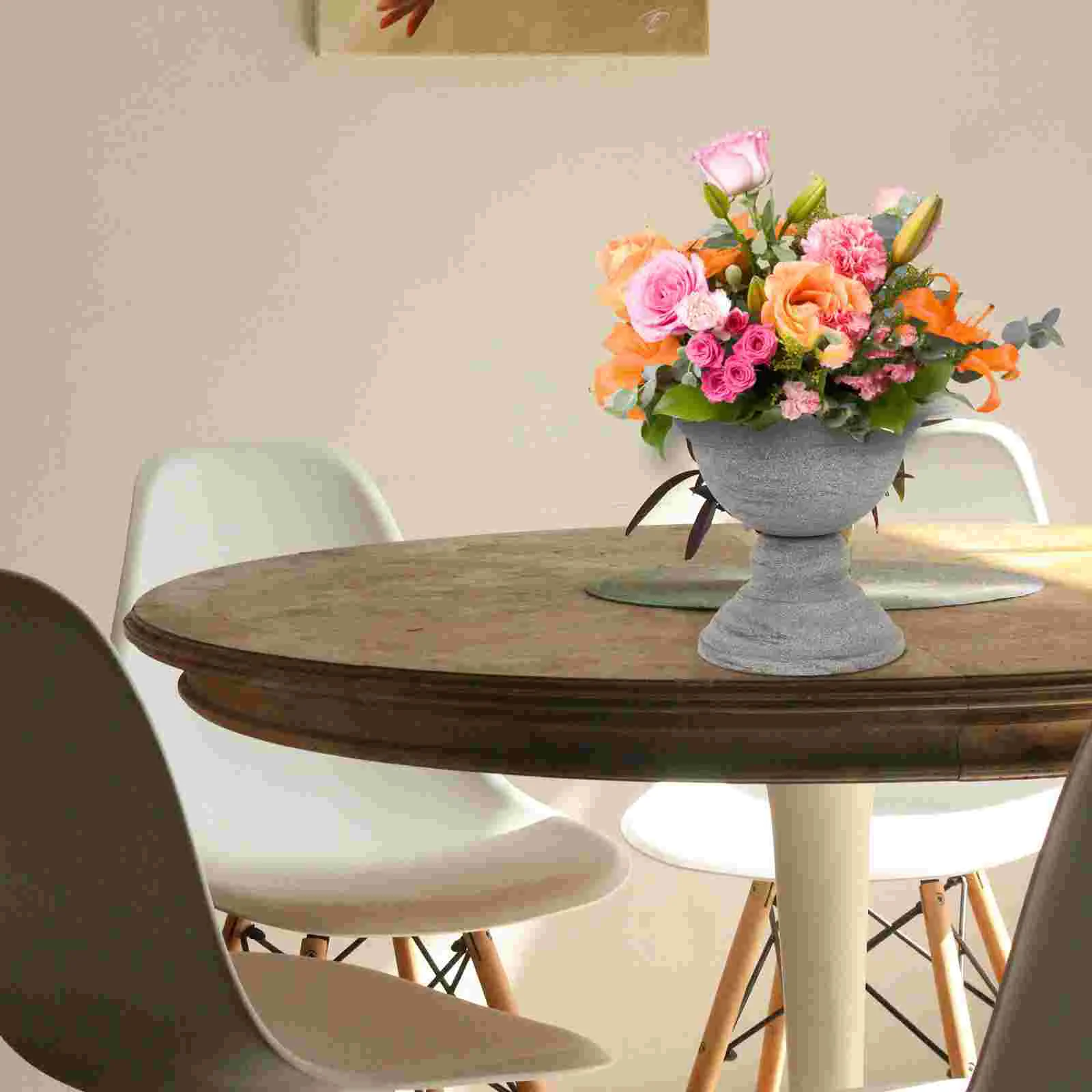 European Retro Gray Flower Vase Plant Decor Dried Storage Pot Desktop Metal Unusual Pots
