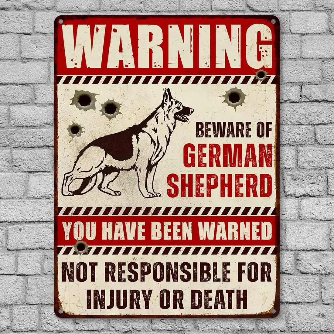 German Shepherd Warning Sign, Beware Of Dog Sign Aluminum Rust Free 9