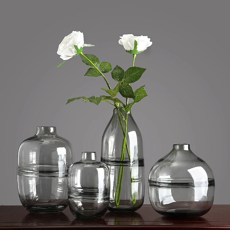 Glass Vase Transparent Glass Hydroponics Flower Arrangement Accessories Flower Vase Home Accessories Decoration Vases Decor