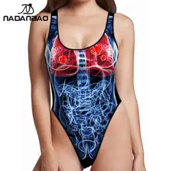 Nadanbao Halloween przyjęcie świąteczne Bikini jednoczęściowy strój kąpielowy kobiety nadruk czaszki body kostium kąpielowy damski kostiumy kąpielowe plażowe