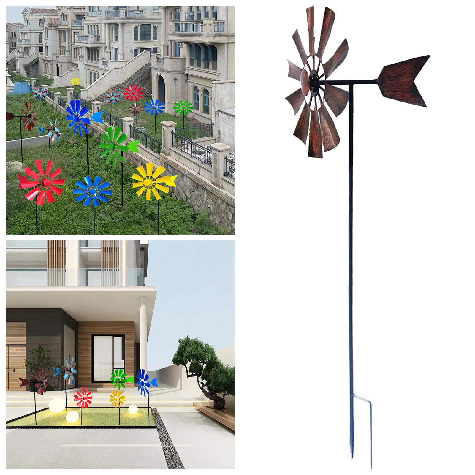 Wind Sculpture Metal Windmill Wind for Garden Yard Ornaments Wind Spinner with Metal Garden Stake Decorations