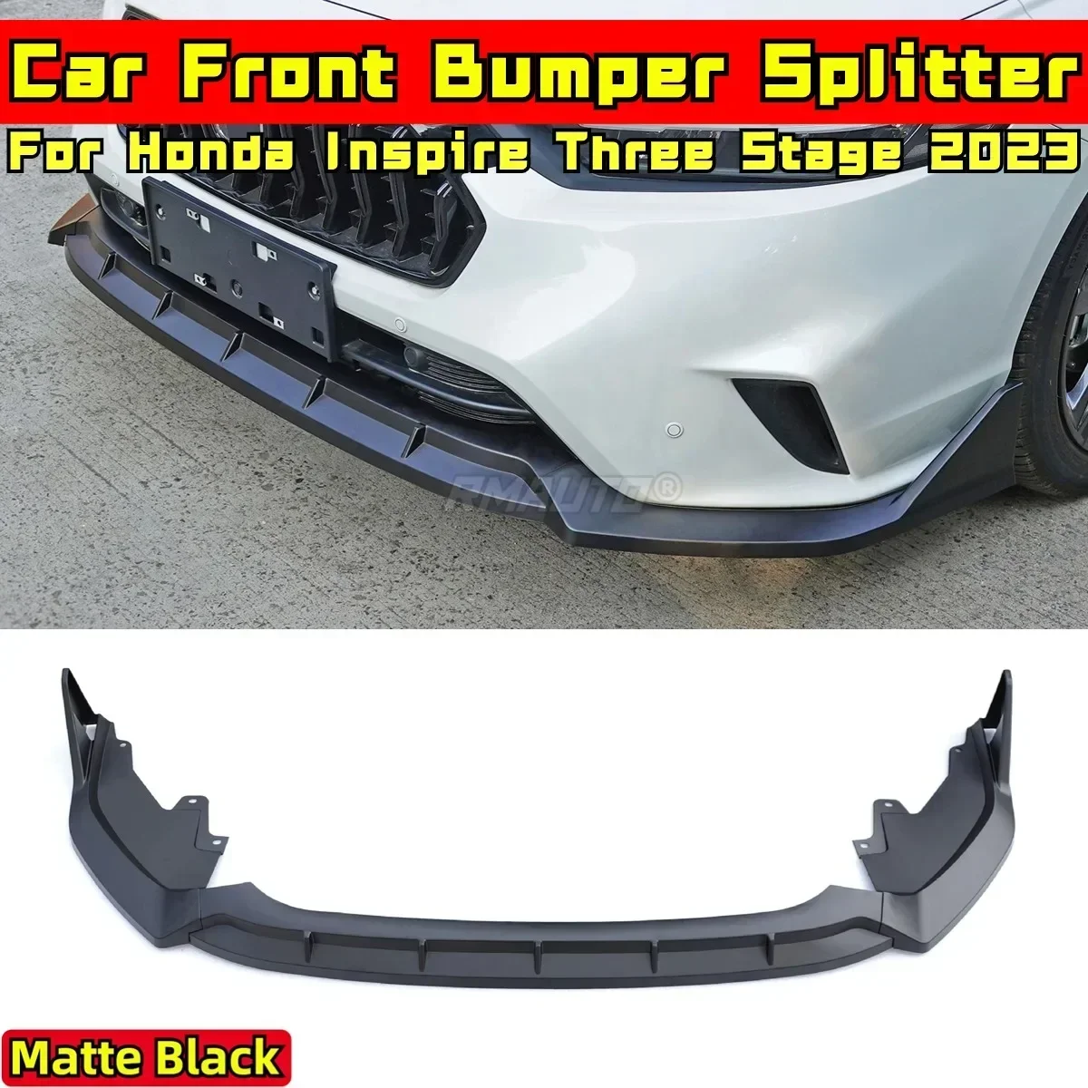 For Honda Inspire 2023 Body Kit Front Bumper Splitter Guard Glossy Black Sport Style Bumper Diffuser Spoiler Car Accessories