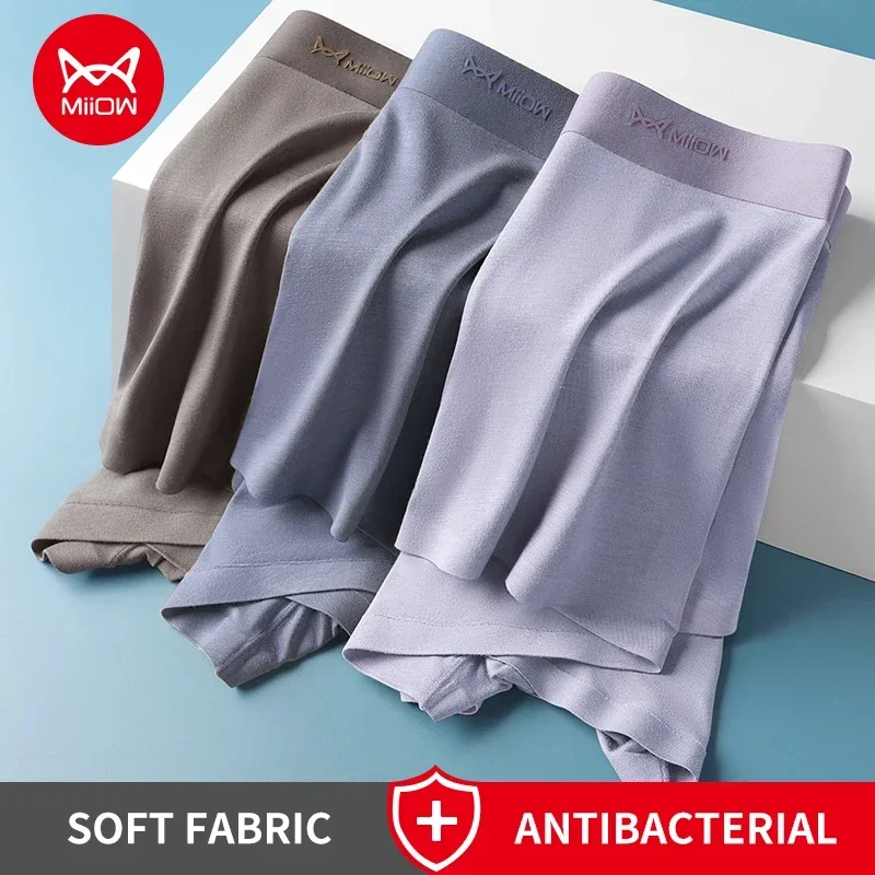 MiiOW 3Pcs Modal Männer Unterwäsche Boxer Graphene Antibakterielle Stamm Sommer Eis Seide Atmungsaktive Schlüpfer der Männer Mann Boxer briefs