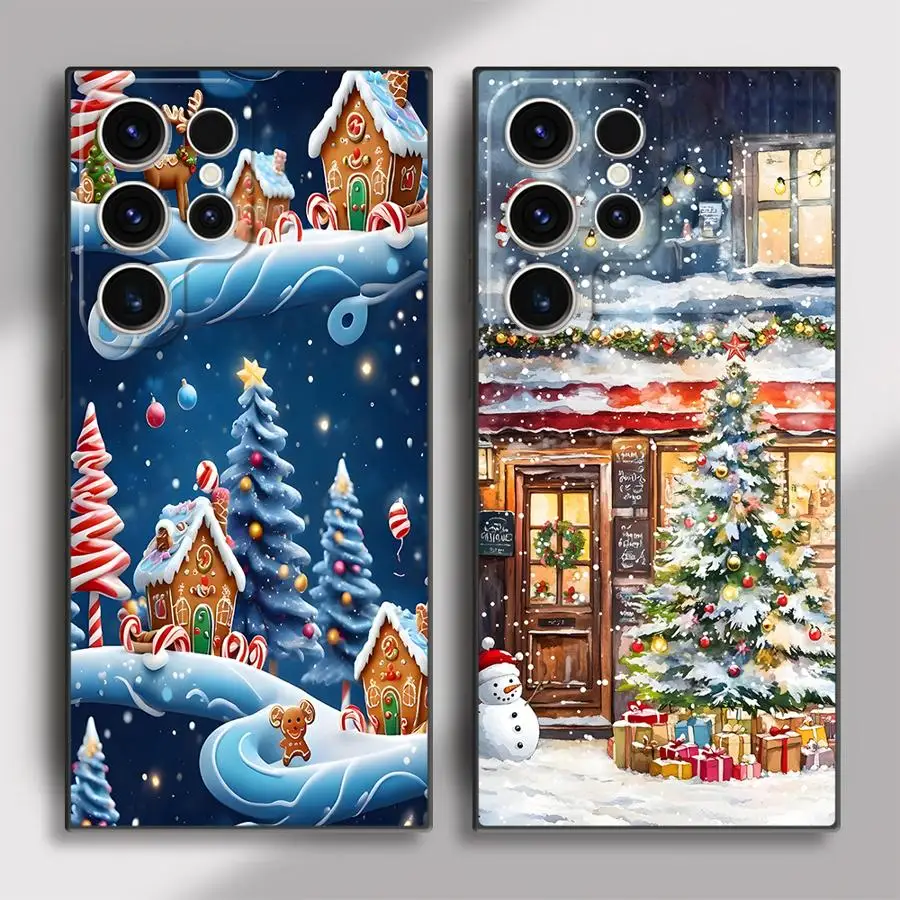 حافظة لهاتف سامسونج جالاكسي S24 Plus S20 S21 FE S25 Edge S23 Ultra Christmas Cartoon Candy