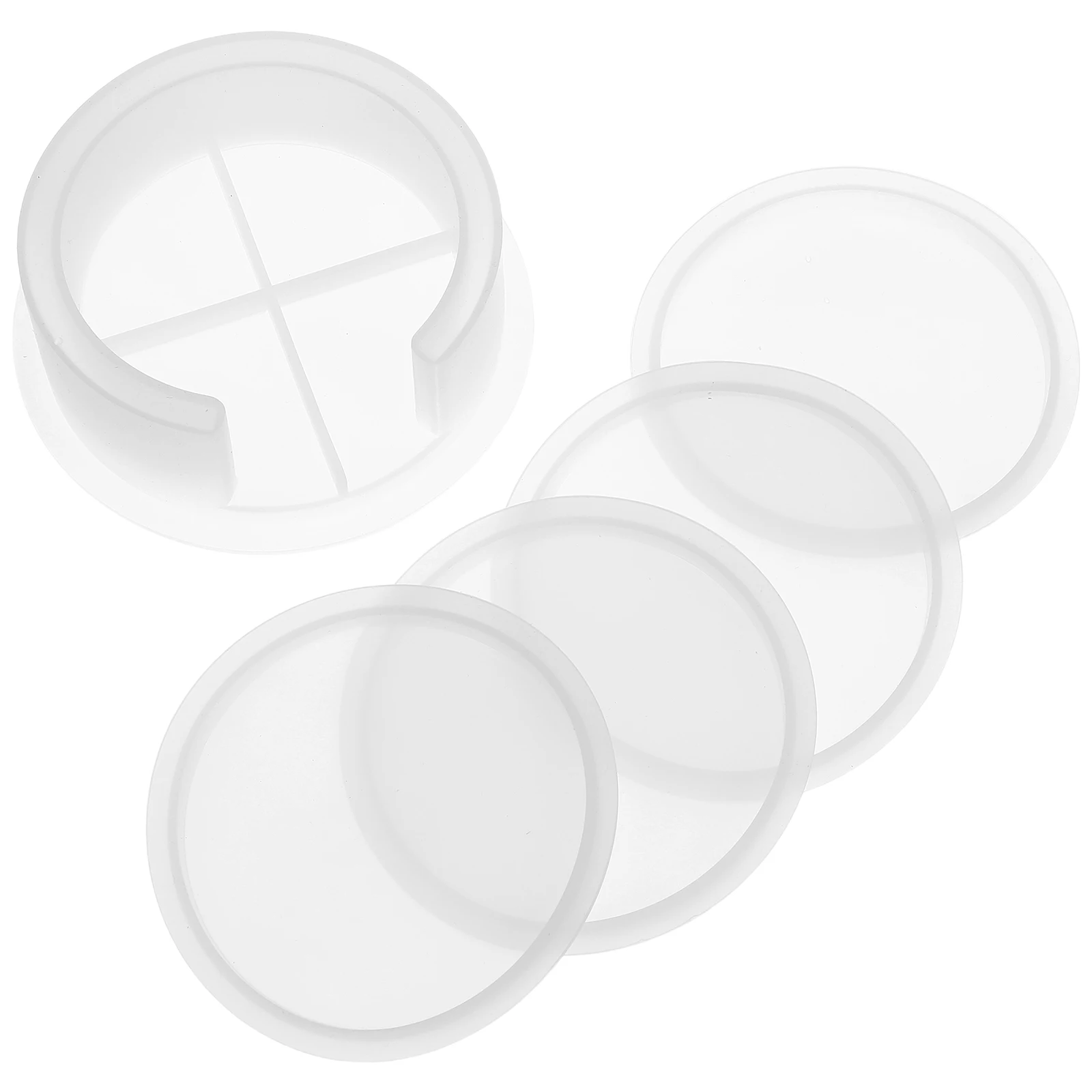 

5pcs Round Coaster Silicone Mold Resin Tray Epoxy Casting Molds Diy Craft Kits Durable Soft Easy Demold Family Crafting