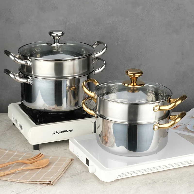 

LTT thickened stainless steel soup pot right angle hot pot honeycomb soup steamer binaural