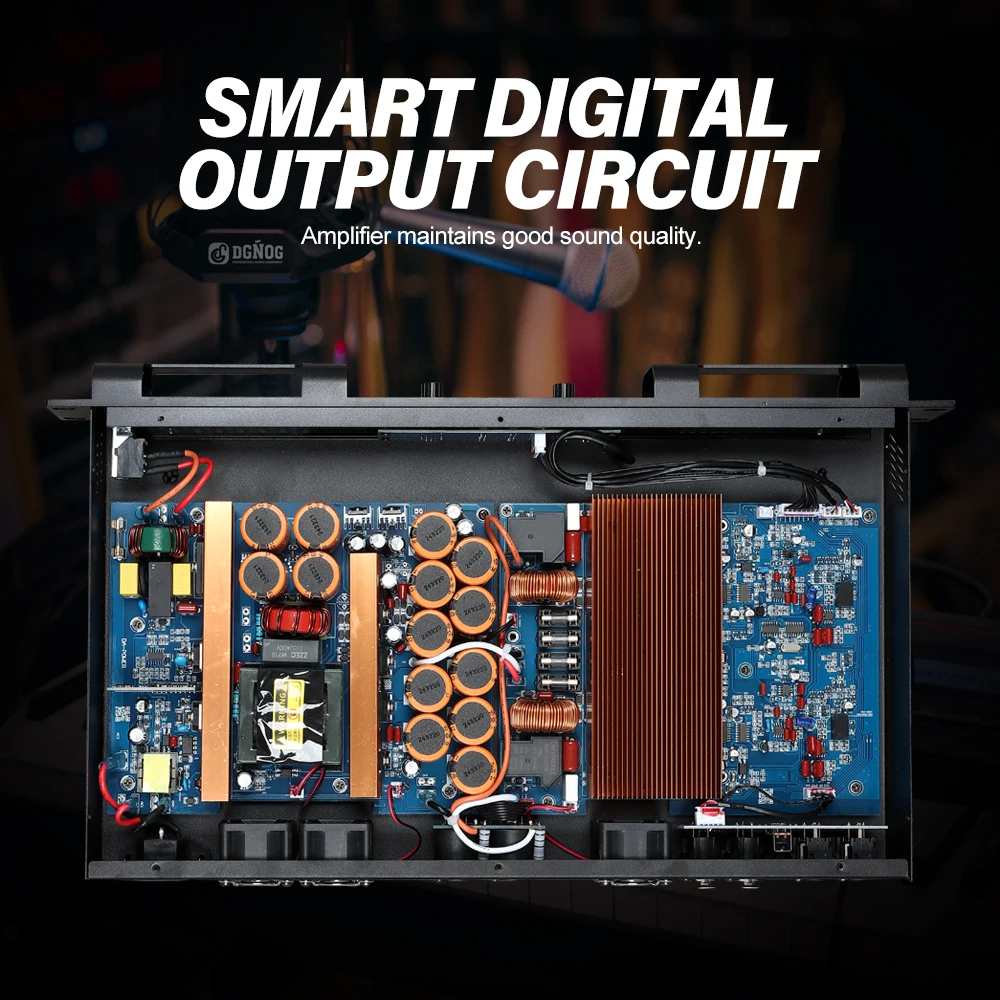 Stage Performance Power Amplifier Professional Digital Amplifier 4 Ohm 1600W*2 1U DJ Audio for Stage KTV Performances DGNOG