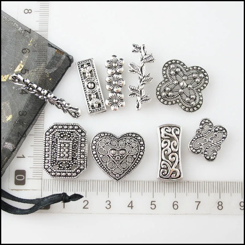 Fashion New Buterfly Flower Heart Rectangle Knot Charms Spacer Bar Beads Connectors Antique Silver Color