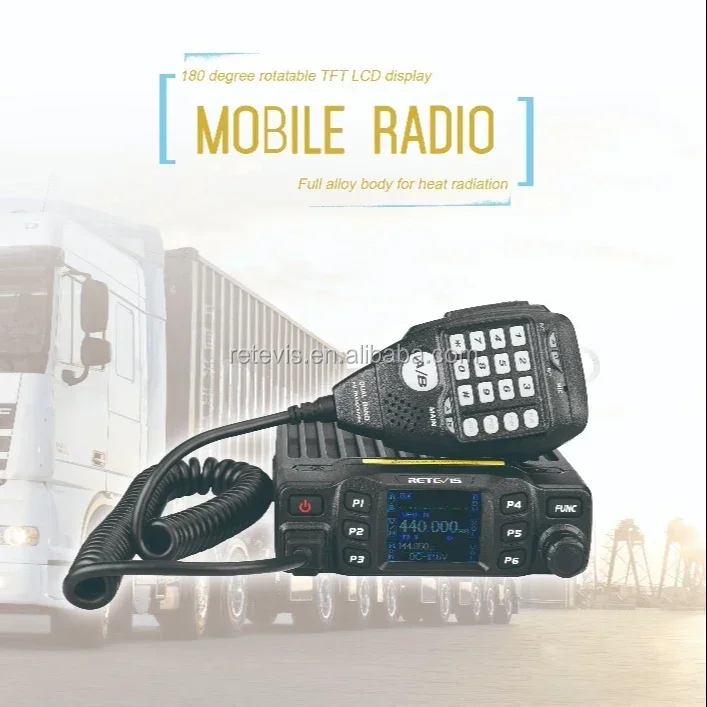 Retevis RT95 Mobile Radio Dual Band Transceiver VHF 136-174/UHF430-490 MHz 25W Color LCD Mobile Two Way Radio With DTMF Function