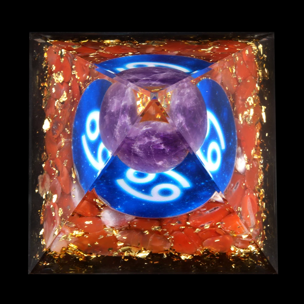 Constellation Gift Energy Resin Pyramid Amethyst Healing Natural Crystal Tree Reiki Chakra Generator Orgonite Pyramid Room Decor