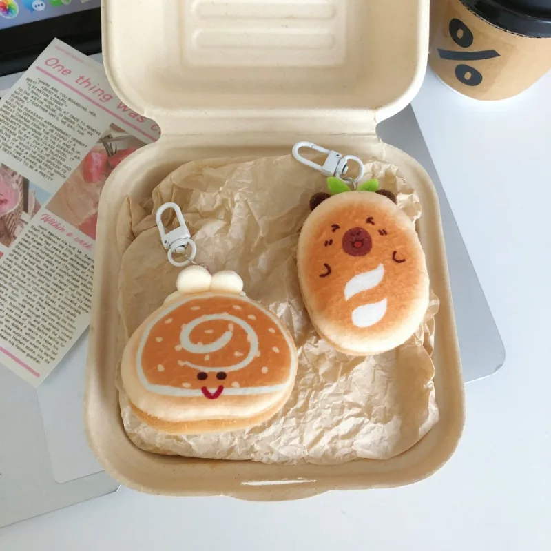 Kawaii Creative Cute Hamburger Bread Keychain Plush Doll Bag Pendant Girl Doll Food Play Keychain Hanging Ornaments