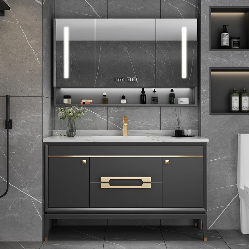 

Black Sink Luxury Bathroom Cabinet Mirror Classic Shelf Storage Bathroom Cabinet Hotel Meuble Salle De Bain Home Furniture