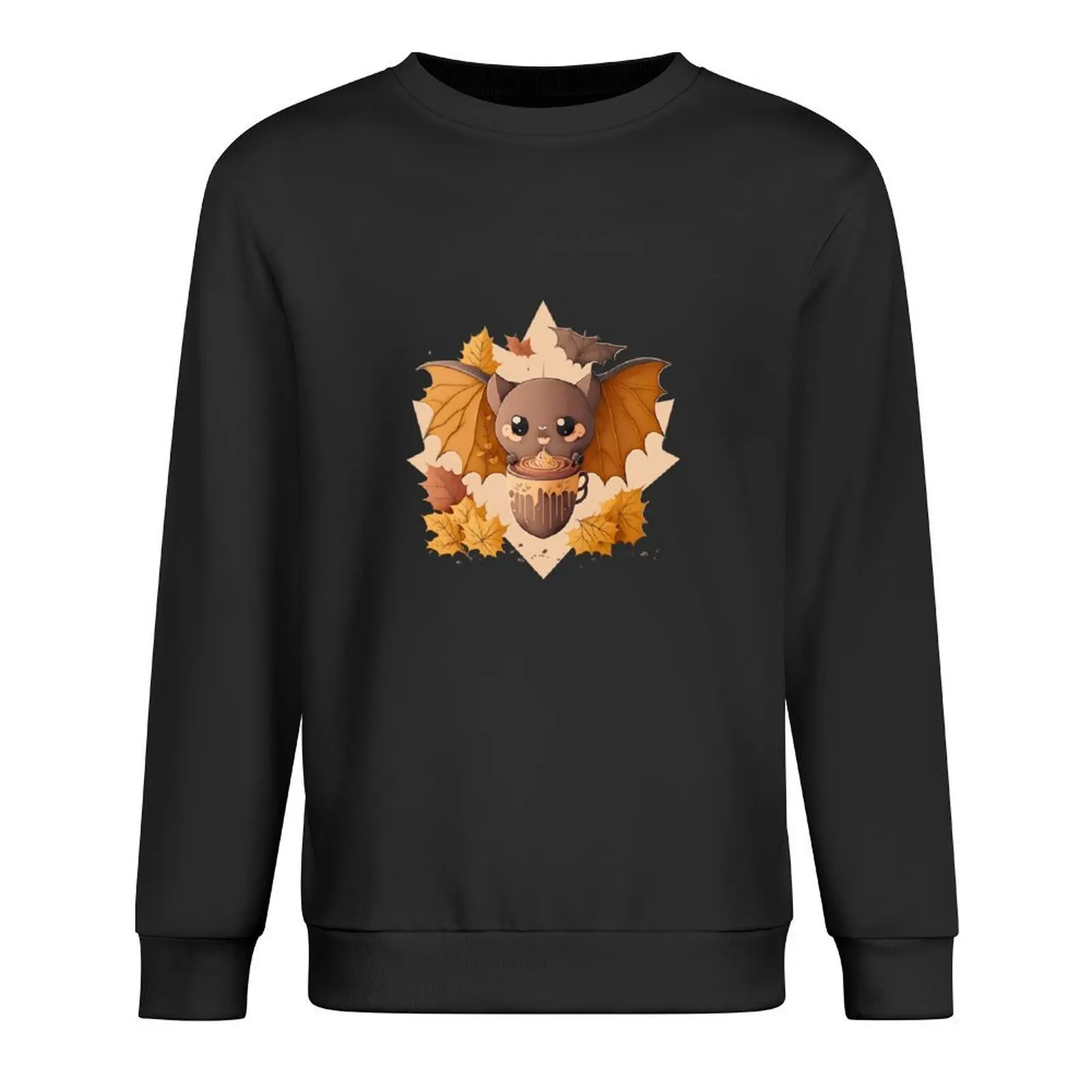 

Autumn kawaii bat cute bat fall design Halloween bat witch Pullover men's sweat-shirt men clothes hooded sweatshirt