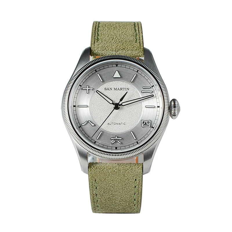 

San Martin Мужские автоматические часы 39,5 мм Pilot Механические наручные часы с сапфировым стеклом 10ATM Водонепроницаемый безель для монет YN55 BGW-X1 Светящийся