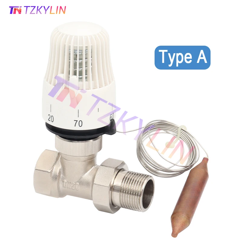 

Brass Two Way Thermostatic Radiator Valve M30*1.5 for Heating System Temperature Controller Valve Energy Save 30-70 Degree