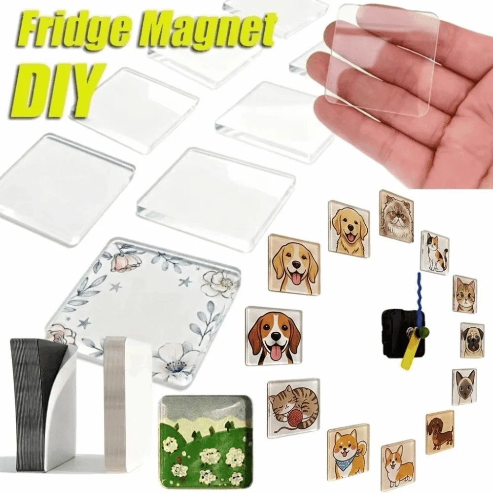 New 3×5cm Refrigerator Magnets Transparent DIY Craft Photo Magnets Kit Magnetic Surface Mount Photo Stand Home Decoration
