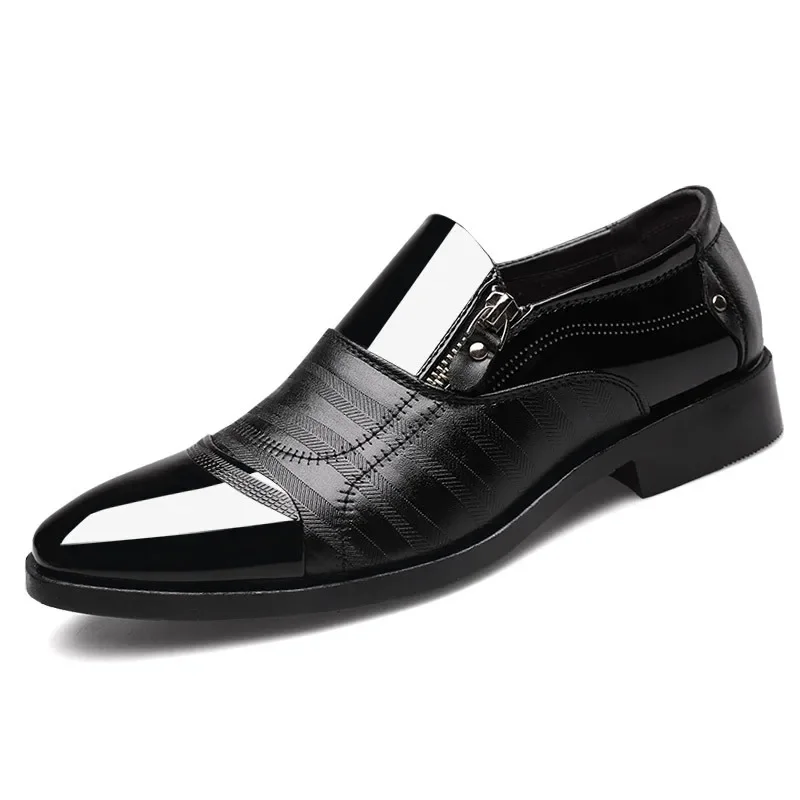 Italian Black Formal Shoes Men Loafers Wedding Dress Patent Leather Oxford Shoes for Men\'s Leather