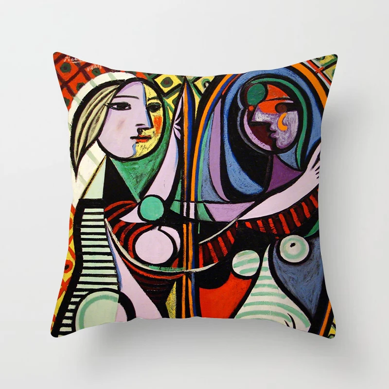 Abstract Woman Pillow Art case Sofa Decoration Polyester  Picasso Oil Painting Print