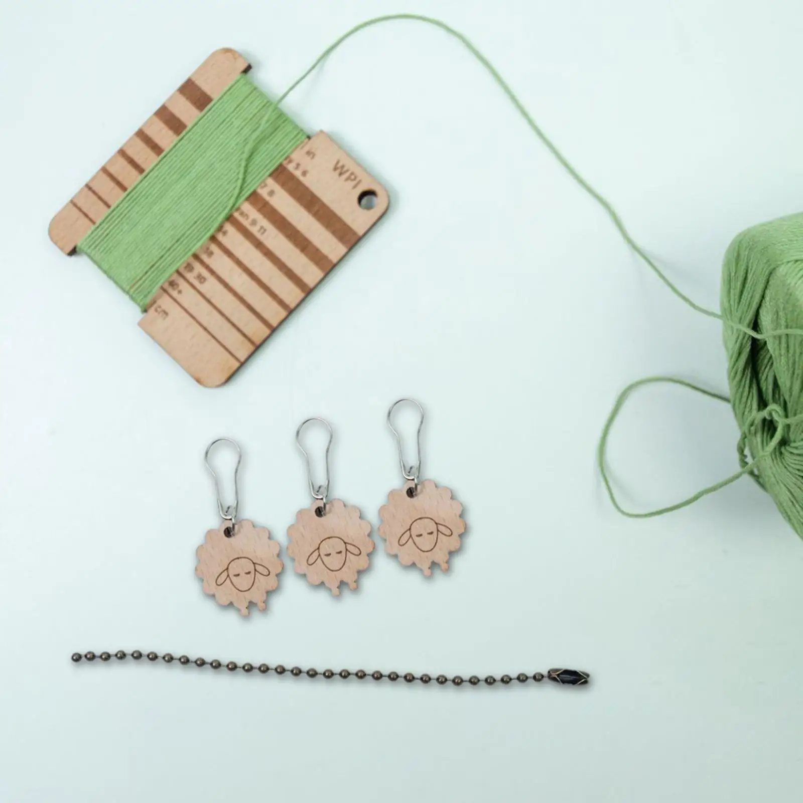 Wooden Knitting Gauge Ruler Needle Sizer Stitch Marker Set for Sweater Crochet Hook Measuring Sewing Tool