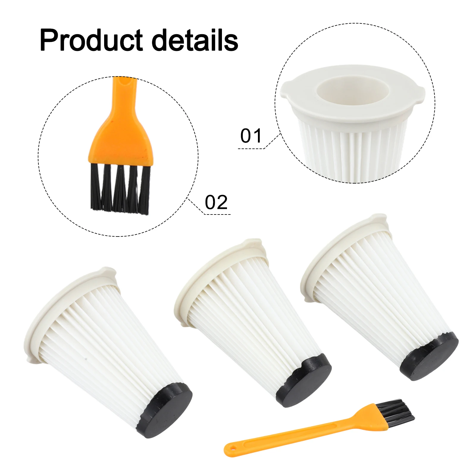 3 فلتر قابل للغسل 1 فرشاة تنظيف لـ Einhell TE-SV 18 Li مكنسة كهربائية ملحقات أجهزة التنظيف المنزلية #4