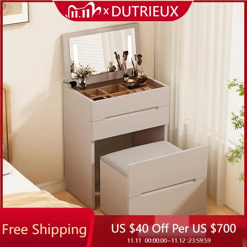 

Small Mirror Vanity Table Cosmetics Makeup Bedroom Drawers Dressing Table Storage Luxury Modern Penteadeira Trendy Furniture