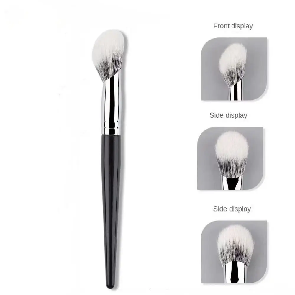 Brocha de maquillaje con puntadas de pelo de cabra, brochas de maquillaje de contorno multifuncionales suaves, brochas de maquillaje para colorete biseladas portátiles naturales para cara