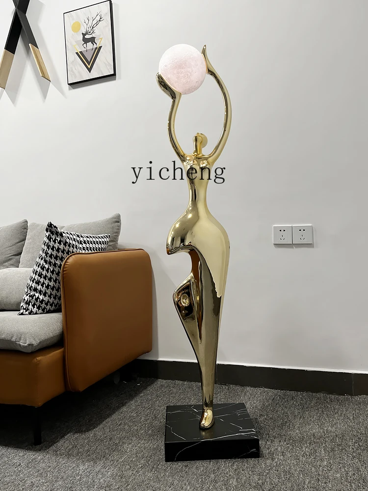 ZC Figure Sculpture Big Decorations Stair Dance Goddess Art Decoration Rechargeable Floor Lamp