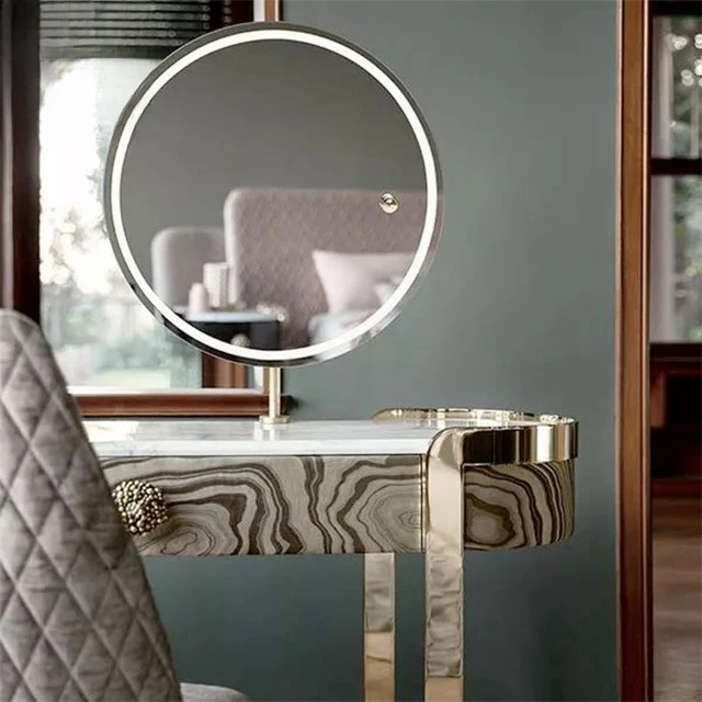 خزانة ملابس إيطالية فاخرة خفيفة مصممة لغرفة النوم الفاخرة وطاولة زينة رخامية منزلية