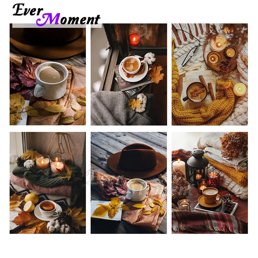 

Алмазная картина Ever Moment, вышивка, мозаика, полная квадратная дрель из смолы, кофейная чашка, картина, краска от бриллиантового украшения ASF2249