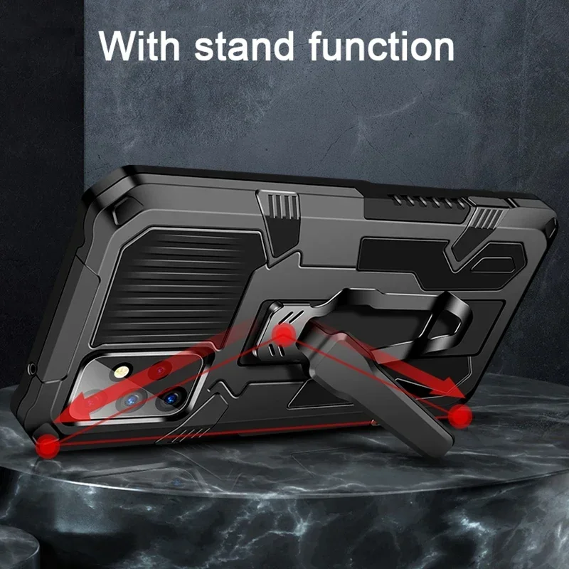 Casing penutup belakang ponsel baja tahan guncangan, braket klip belakang untuk Samsung Galaxy S25 S24 S23 S22 S21 S20 Note 10 20 Ultra Plus FE A52 A72