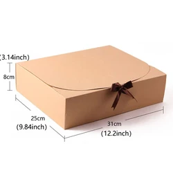 Caja de cartón de regalo con cinta de lazo perfecta para fiesta, bodas, cumpleaños, vacaciones, dulces, almacenamiento de galletas, caja de papel Kraft, suministros