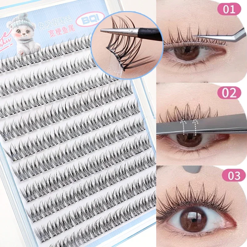 120 Clusters/Box Self-Adhesive False Eyelashes Soft and Light Single Cluster DIY Natural Trilogy Comics False Eyelash Reusable