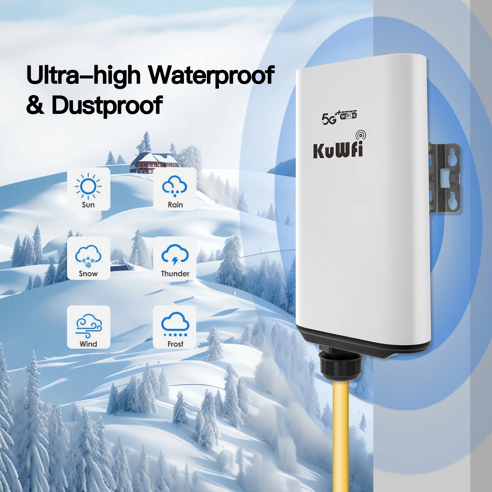 راوتر TLF KuWFi C120 5G مع فتحة للبطاقات خارجي IP65 مقاوم للغبار X55 شرائح WIFI6 5G راوتر خارجي #3