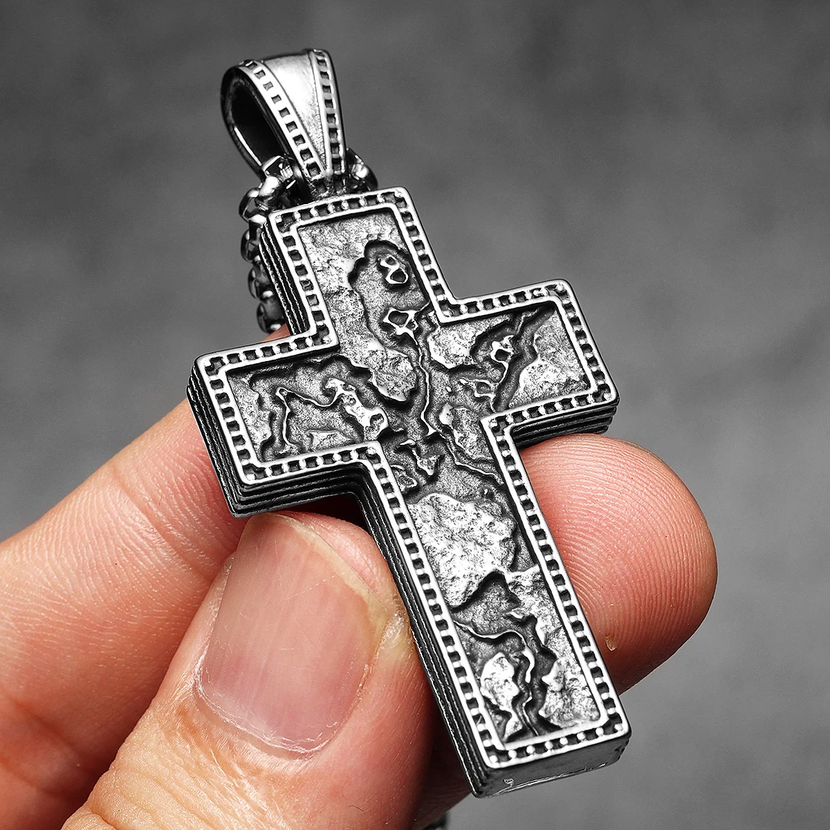 Skull Texture Cross Men Necklaces Stainless Steel Pendant Chain Women Fashion Jewelry Punk New In Accessories Gifts Wholesale