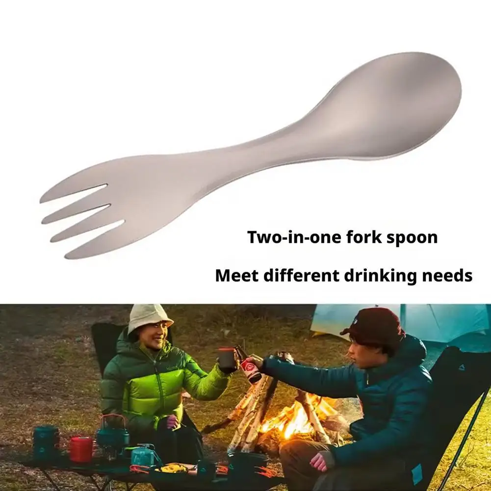 Ultralight Pure Titanium Spork (Spoon Fork) Camping Utensil, Portable 2-in-1 Outdoor Cutlery for Hiking, Backpacking & EDC