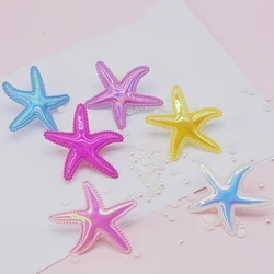 30Pcs 5CM Starfish Padded Shiny Leather Shell Appliques For Clothes Hat Sewing Supplies Patches DIY Headwear Hair Clips Bow