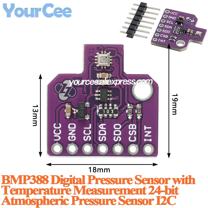 10pcs/1pc BMP388 Digital Pressure Sensor Module Temperature Measurement 24-bit High-Precision Atmospheric Pressure Sensor I2C