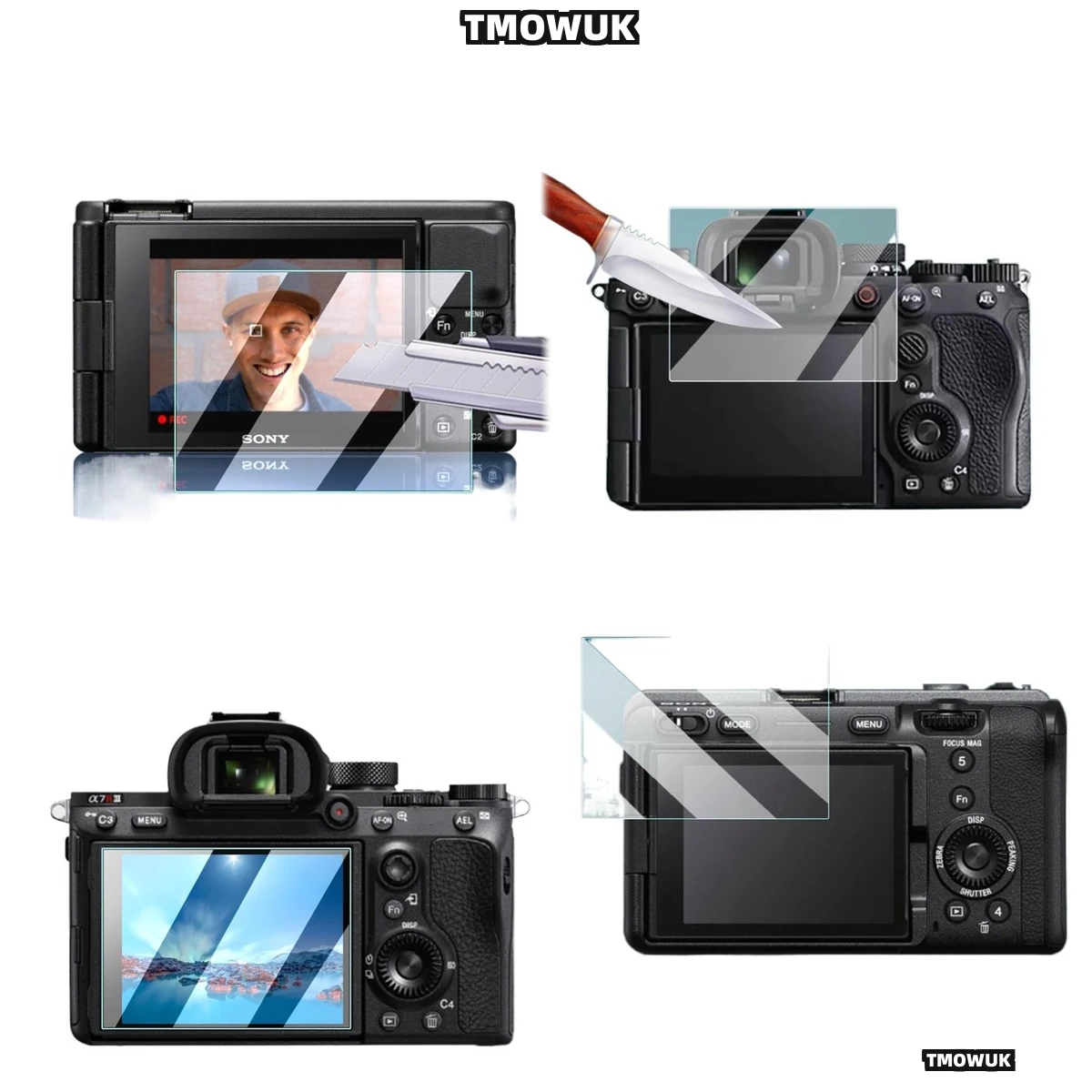 

For FX3 FX30 ZV1 ZV1-E10 A9 A9II 9H Hardness Tempered Glass Screen Protector Full Screen LCD Film