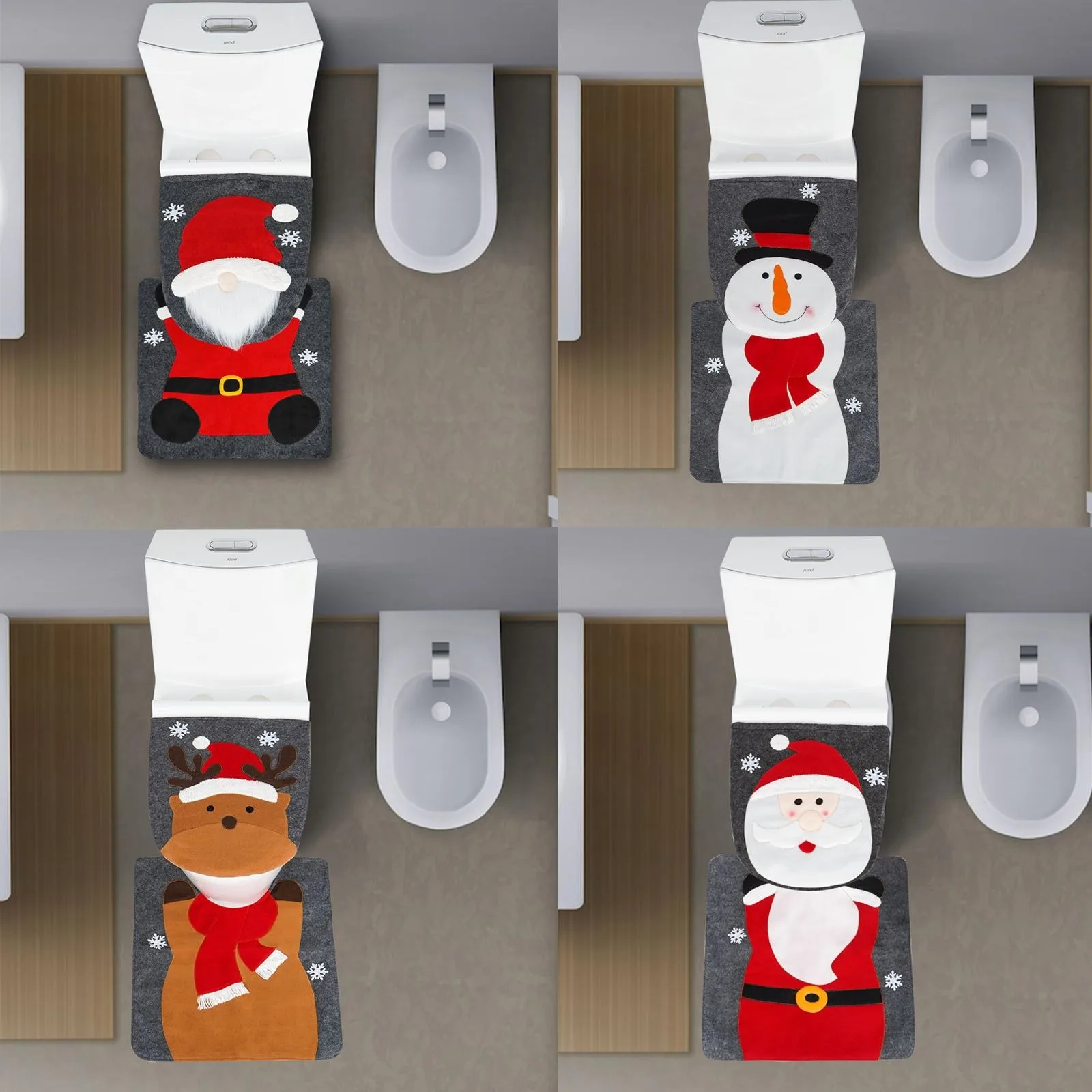 

Christmas Toilet Set Cartoon Santa Claus Snowman Elk Toilet Seat Floor Mat Decoration Merry Chistmas Decor Happy New Year 2026